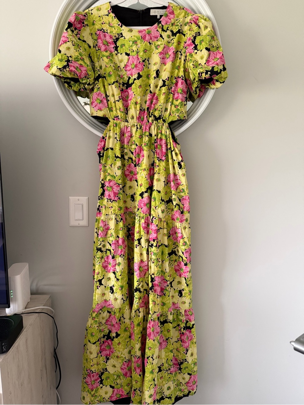 Wayf Floral Maxi Dress in Pink and Lime